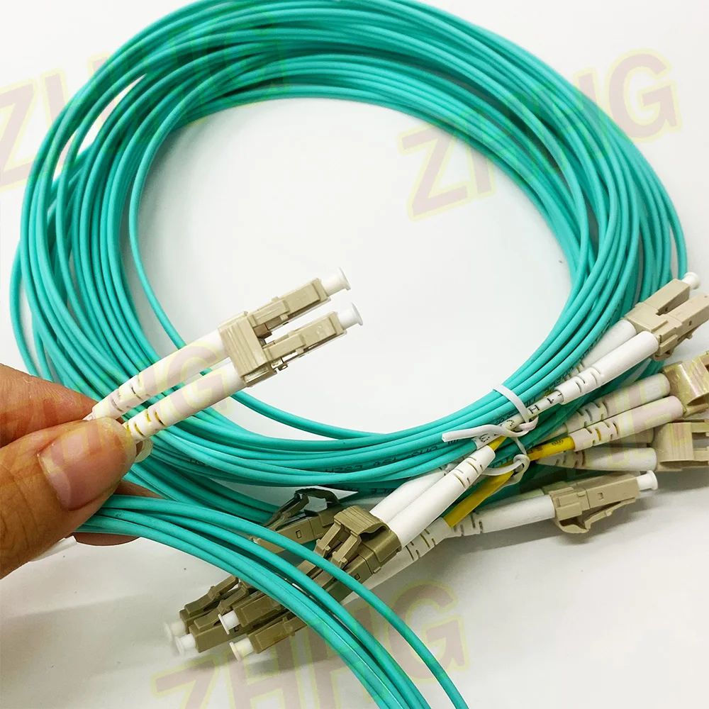 Wholesale 10PCS/lot OM3 LC UPC-LC UPC Multimode Duplex 3.0mm Fiber Optic Cord Optical Patch Cable 3m