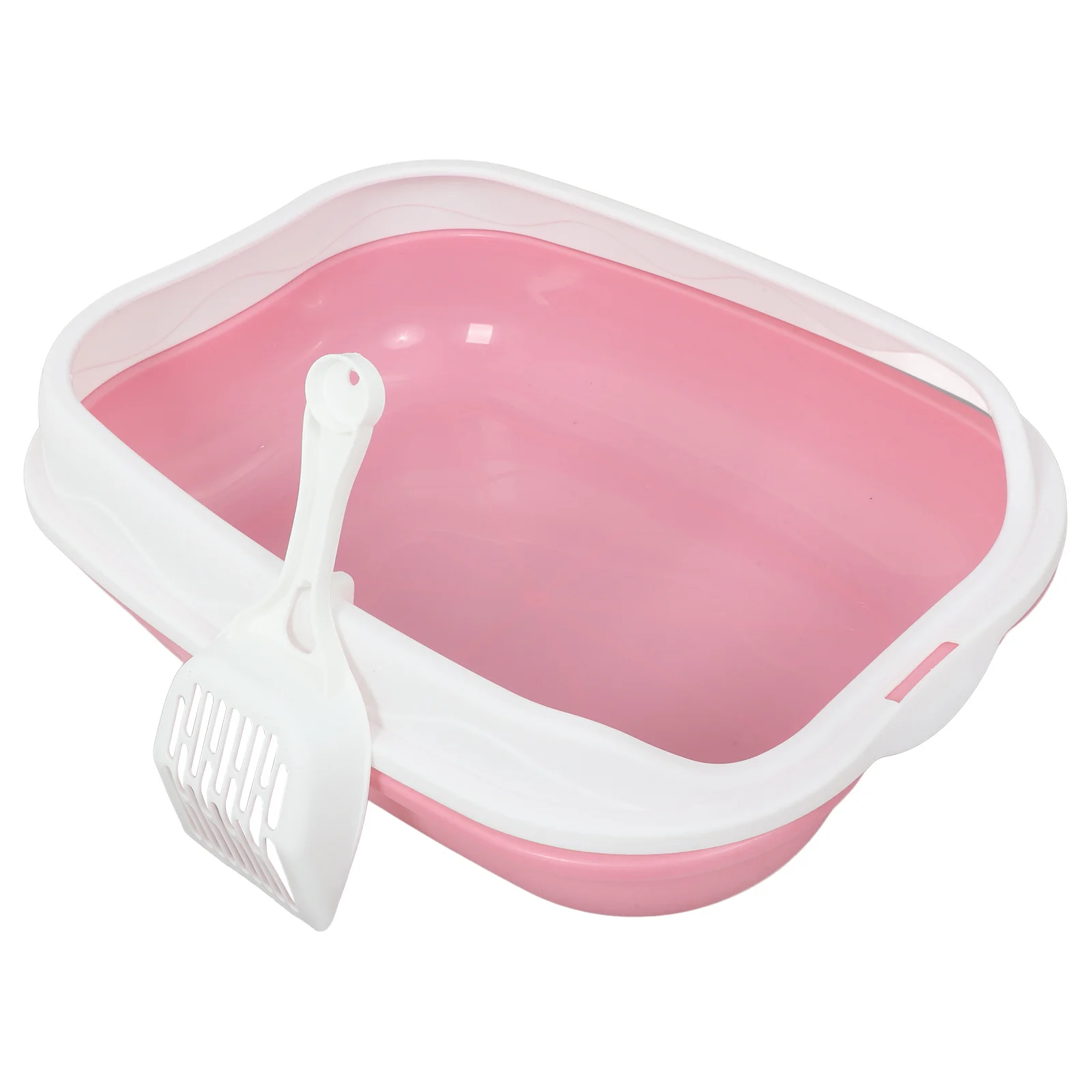 

1Set Semi-Closed Cat Litter Box Open Top Anti-Splash Easy Clean Durable Kitten Cat Toilet Low Entry Plastic Litter Pan