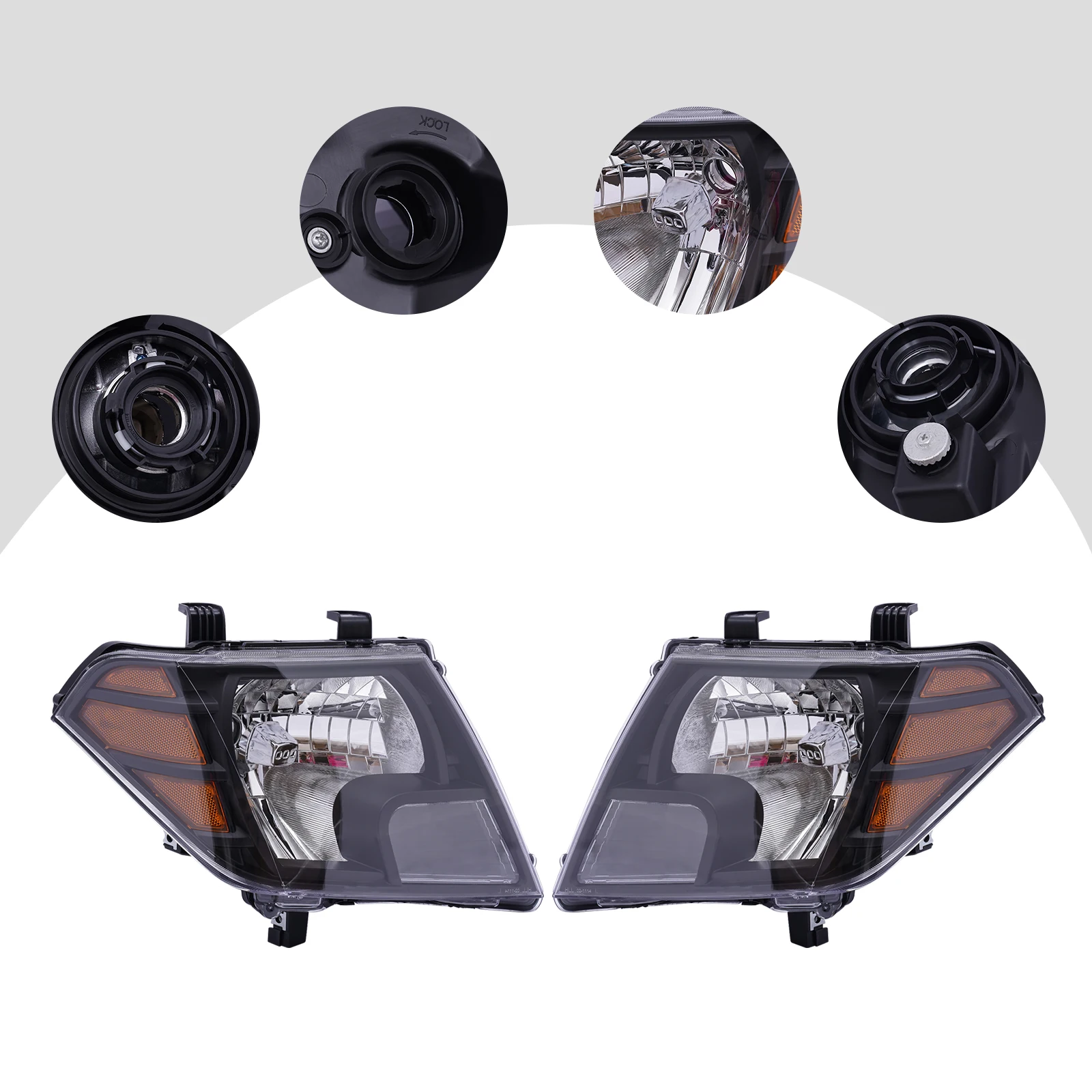 

Set of 2 Nissan Frontier Headlights 09-20, For 2009-2020 Frontier Truck Black Headlights Headlamps Replacement Left+right
