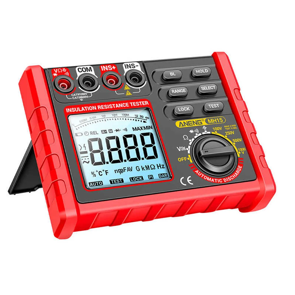 Medidor Digital multifuncional de resistencia de aislamiento MH15, ohmímetro, descarga automática, voltaje CA/CC, herramientas de prueba de megóhmetro LCD