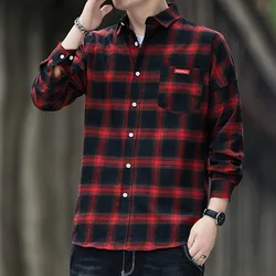 Plaid Casual Men's Shirts Social Clothing Mens Shirts Long Sleeve Shirts Men's Tops Cool Things 2024 Autumn New