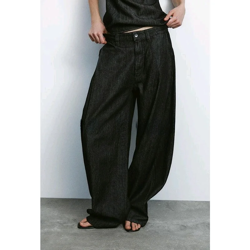 Wiosenny damski komplet: top z denimu z wiązaniem na biuście i długie spodnie, dwuczęściowy zestaw, okrągły dekolt, włókno poliestrowe.