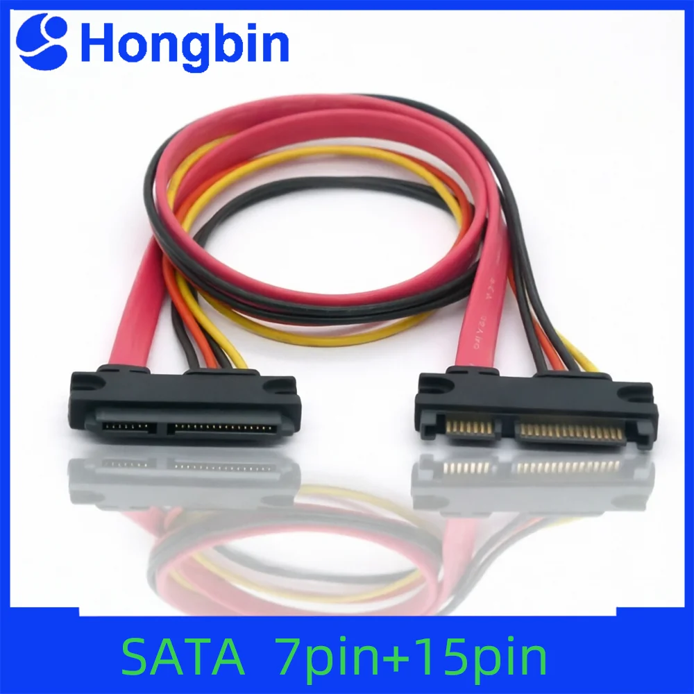 SATA 22 Pin Male To Female Sata Extension Cable SATA 3 III 22 Pin 7+15 Pin SATA Data Power Combo Extension Cable