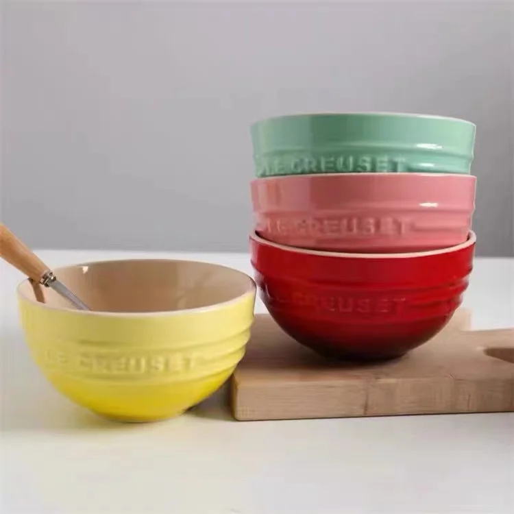 Cool Color Dinnerware Rice Bowl Family Use Eating Gradient Color Glazed Porcelain Macaron Color 475 Inch 12cm Soup Bowl