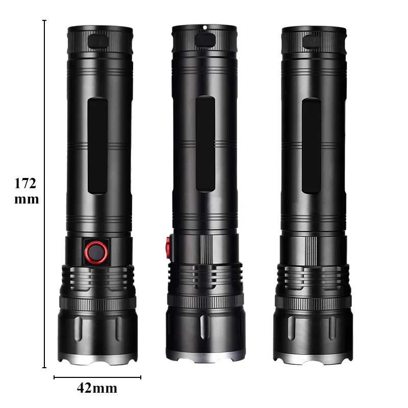 Powerful Spotlight Long Range LED Flashlight Strong Light Lamp Tactical Torch Lantern Built-in Battery Type-C Charging Torch