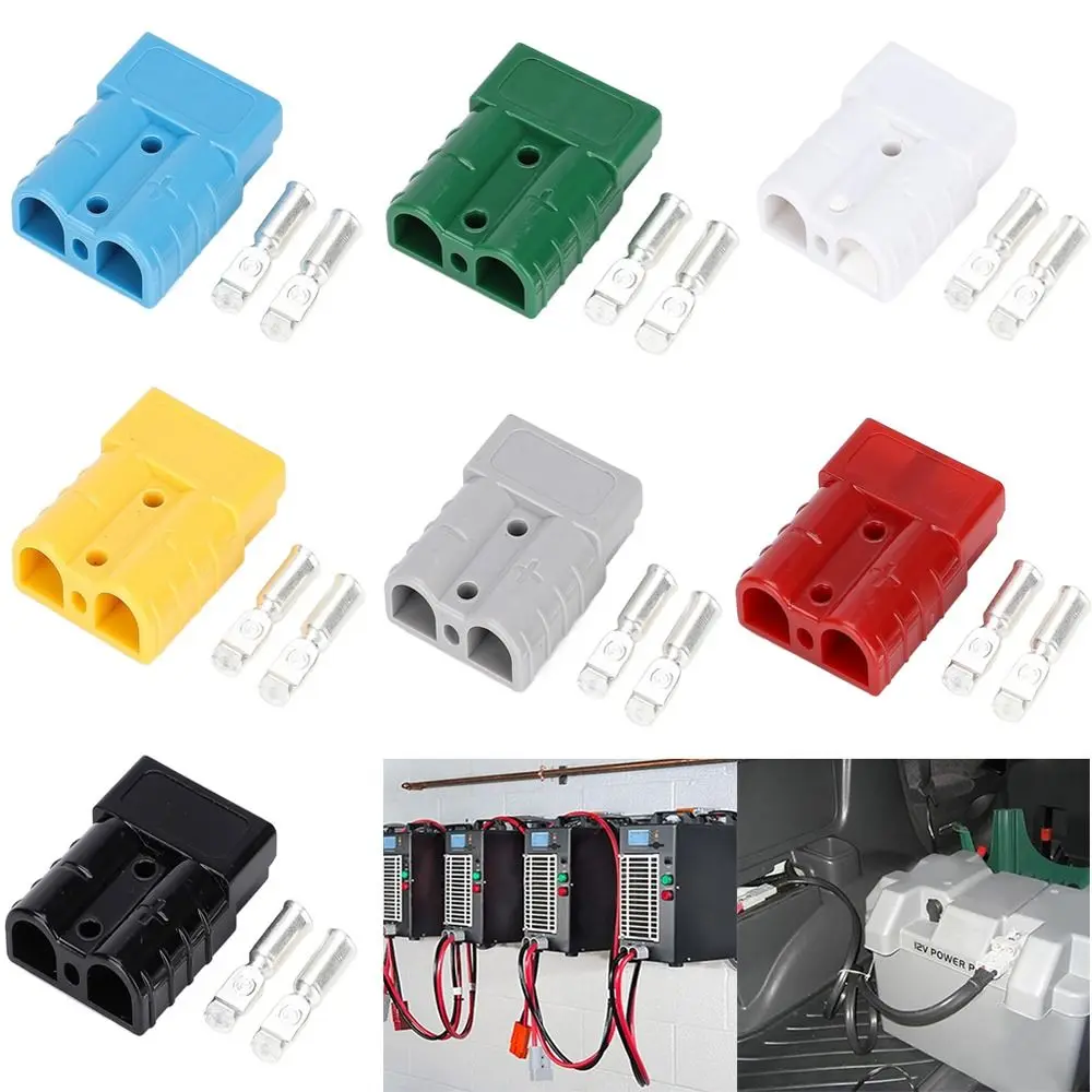 50A 600V For Anderson Plug Cable Terminal Battery Power Quick Plug Connector Cable Pins Lugs Copper Power Connectors Terminals