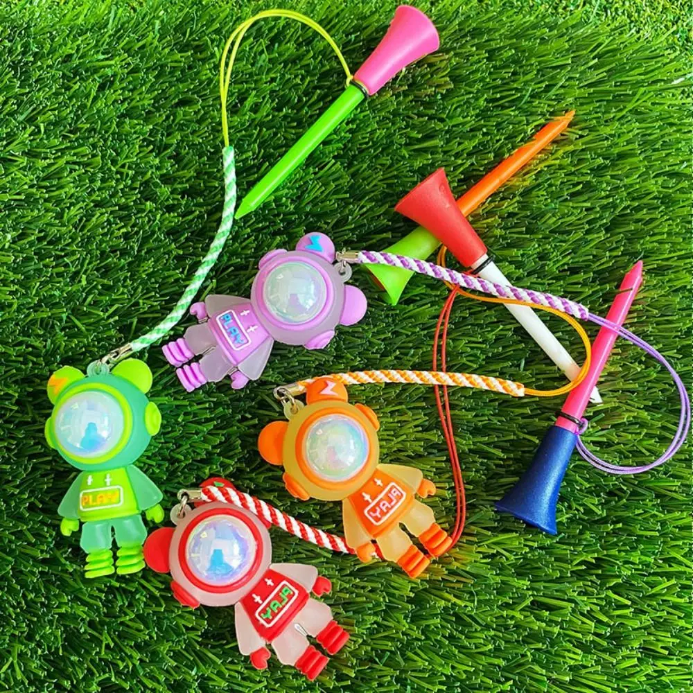 Acessórios de golfe dos desenhos animados urso golfe t piscando luz cão golfe borracha t 8.3cm astronauta golfe novidade forma t para bola de golfe