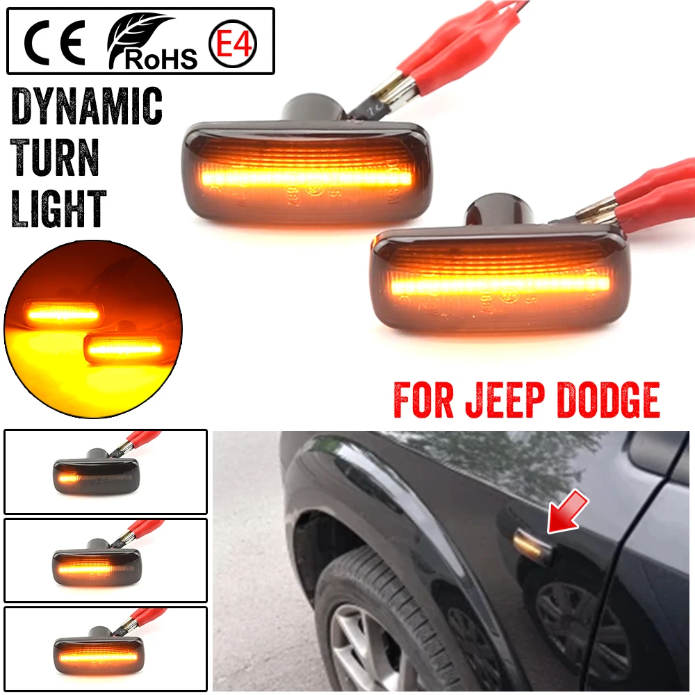 

2 шт., копченые динамические Боковые указатели поворота для Jeep Compass MK49 Grand Cherokee Liberty KK Patriot Commander XK