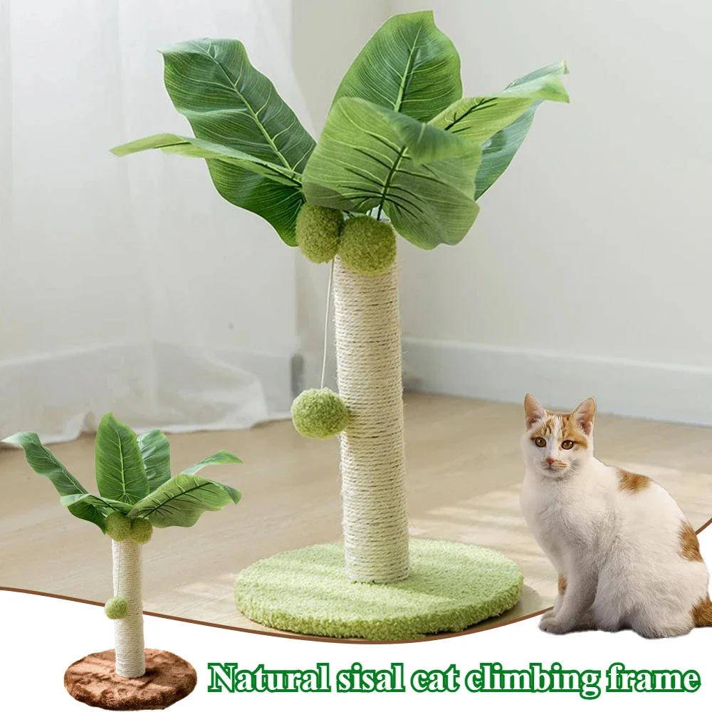 

1PC Cats Scratching Post with Hanging Balls Natural Sisal Cat Climbing Frame Shelf 32cmTall Cat Climbing Frame Cat Supplies Toys