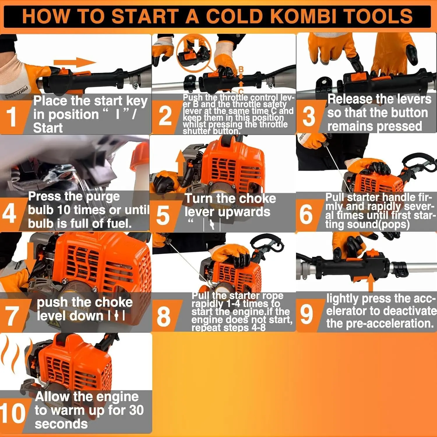 Proyama 26Cc 6 In 1 Multi Functional Trimming Tools, Gas Hedge Trimmer, Weed Eater, String Trimmer, Brush Cutter, Edger, Pole