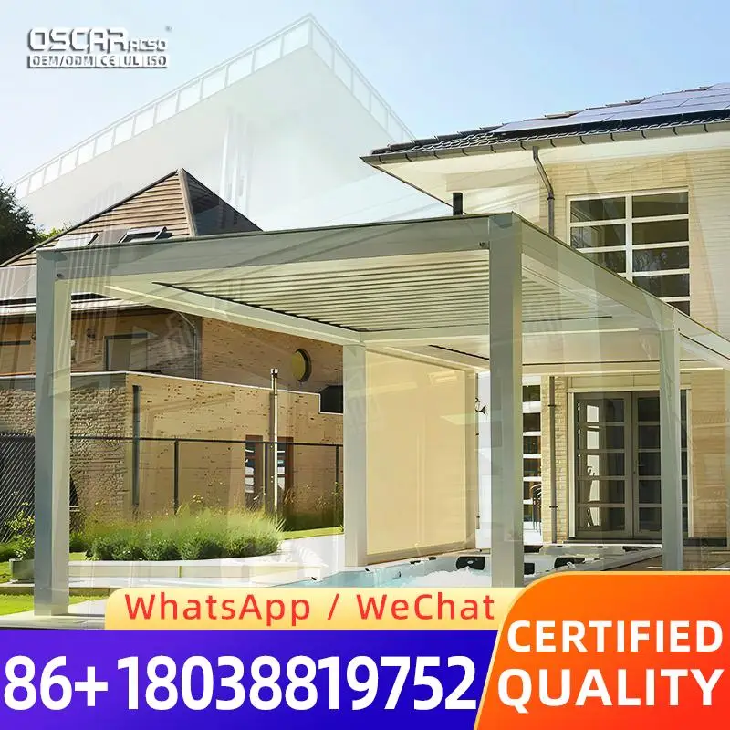 Outdoor Waterproof Louvered Canopy Motorized Sun Shade Pergola for Garden Patio Backyard pergola