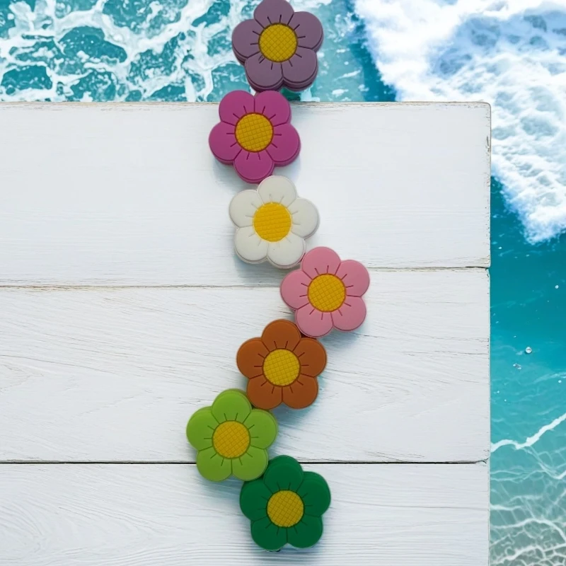 7pcs Soft Silicone Flower Tennis Racket Vibration Dampener, Cute Colorful Shock Absorber, Reduce Vibration view 2