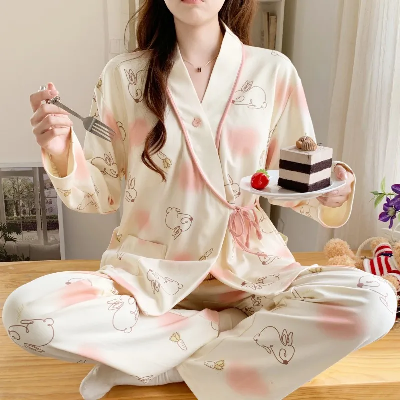 月経着用春、秋、夏薄い産後吸汗マタニティパジャマ調節可能な授乳ホームウェア