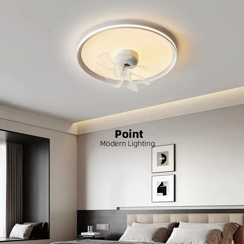 Modern Full Spectrum Ceiling Fan Light Silent Oscillating Electric Fan Lamp Minimalist Living Room Bedroom Home Lighting