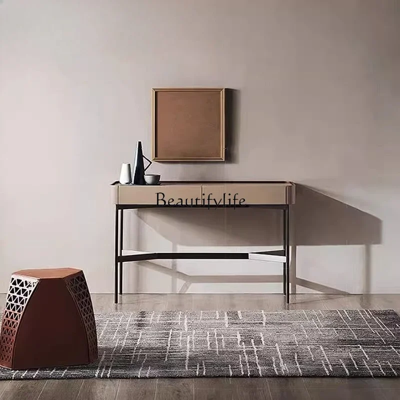

yj32 Italian minimalist entrance entrance table entrance table saddle leather decorative cabinet