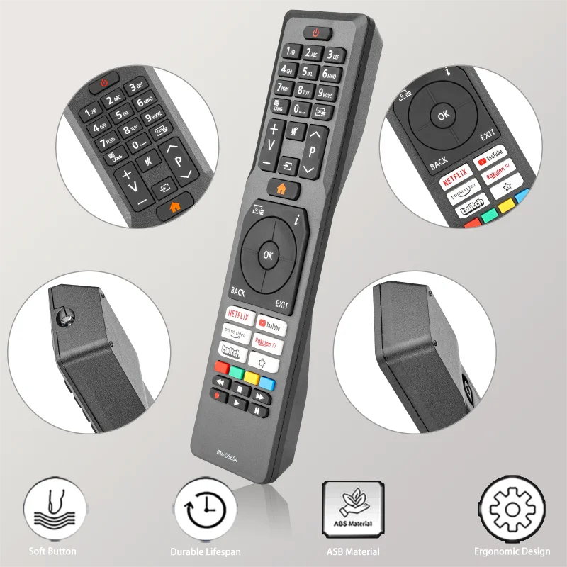 RM-C3604 For JVC Remote Control Replacement With NETFLIX PrimeVideo YouTube Buttons, For JVC Ultra HD 4K Smart LED TV