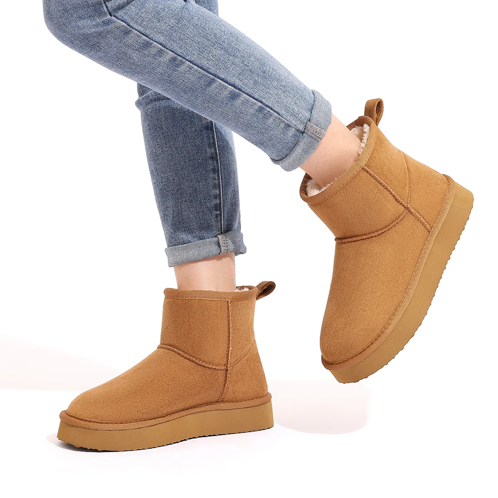 Goosecret botas de neve de pele de inverno para mulheres homens ao ar livre quente antiderrapante forrado de pelúcia tornozelo bota interior confortável sapatos de algodão felpudo