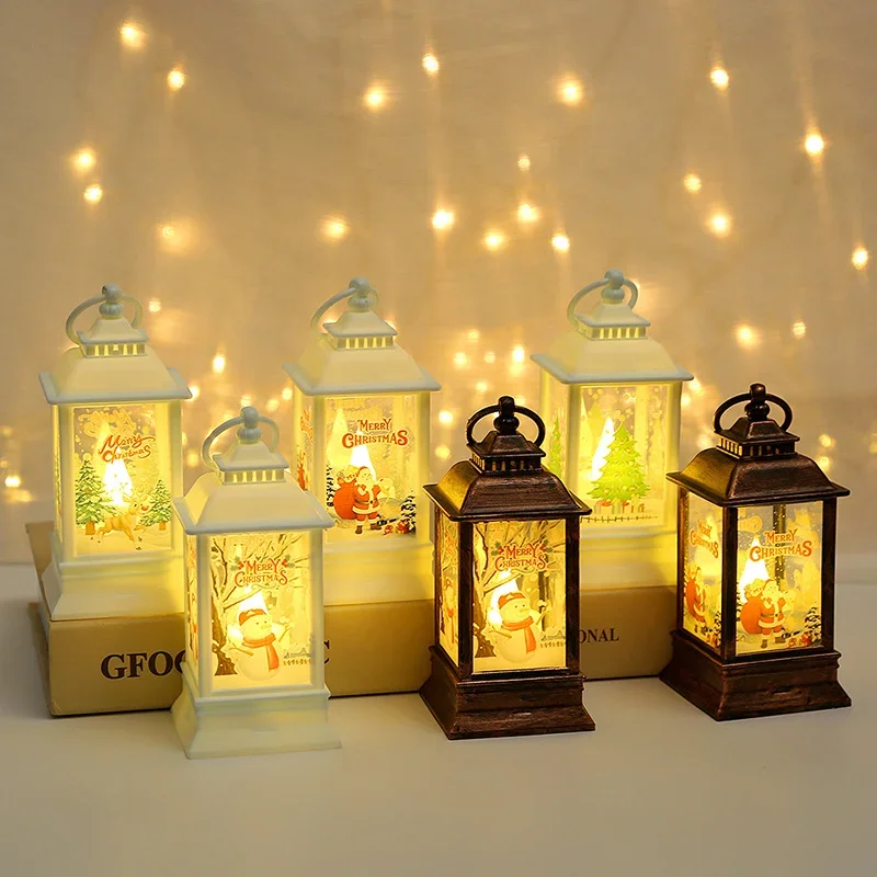 LED Night Lights Vintage Portable Oil Lamp Battery Powered Home Hanging Lanterns Child New Year Gift Christmas Party Decoration