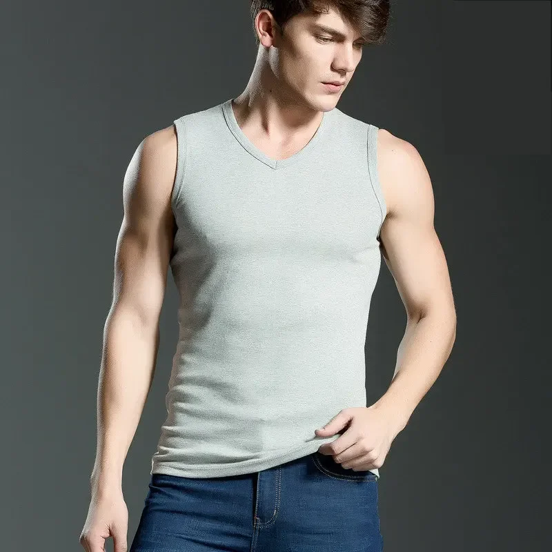 Pure Cotton 100%  Men\'s Tank Top MRMT 2024 Brand New Wide Shoulder Men Vest Sleeveless Exercise Tops For Male Elastic Man\'s Vest