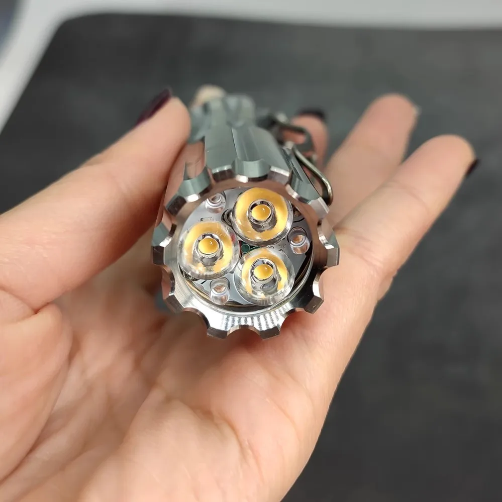 1 Piece Portable Pocket Titanium Alloy TC4 Three Eye Torch Flashlight 18350 Strong Light( without battery)