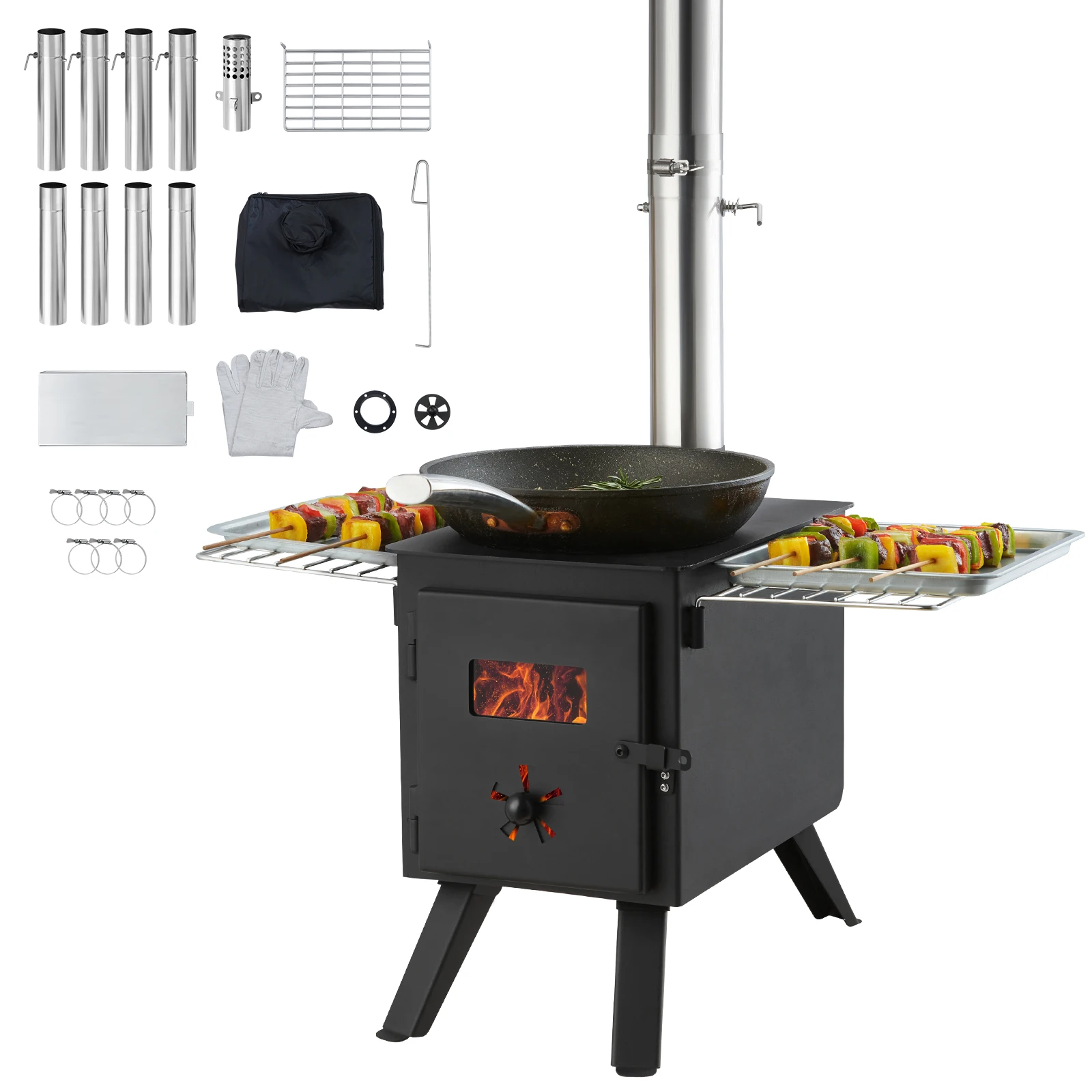 Heater Succebuy Wood Stove 86in Alloy Steel Camping Tent Stove Portable Wood