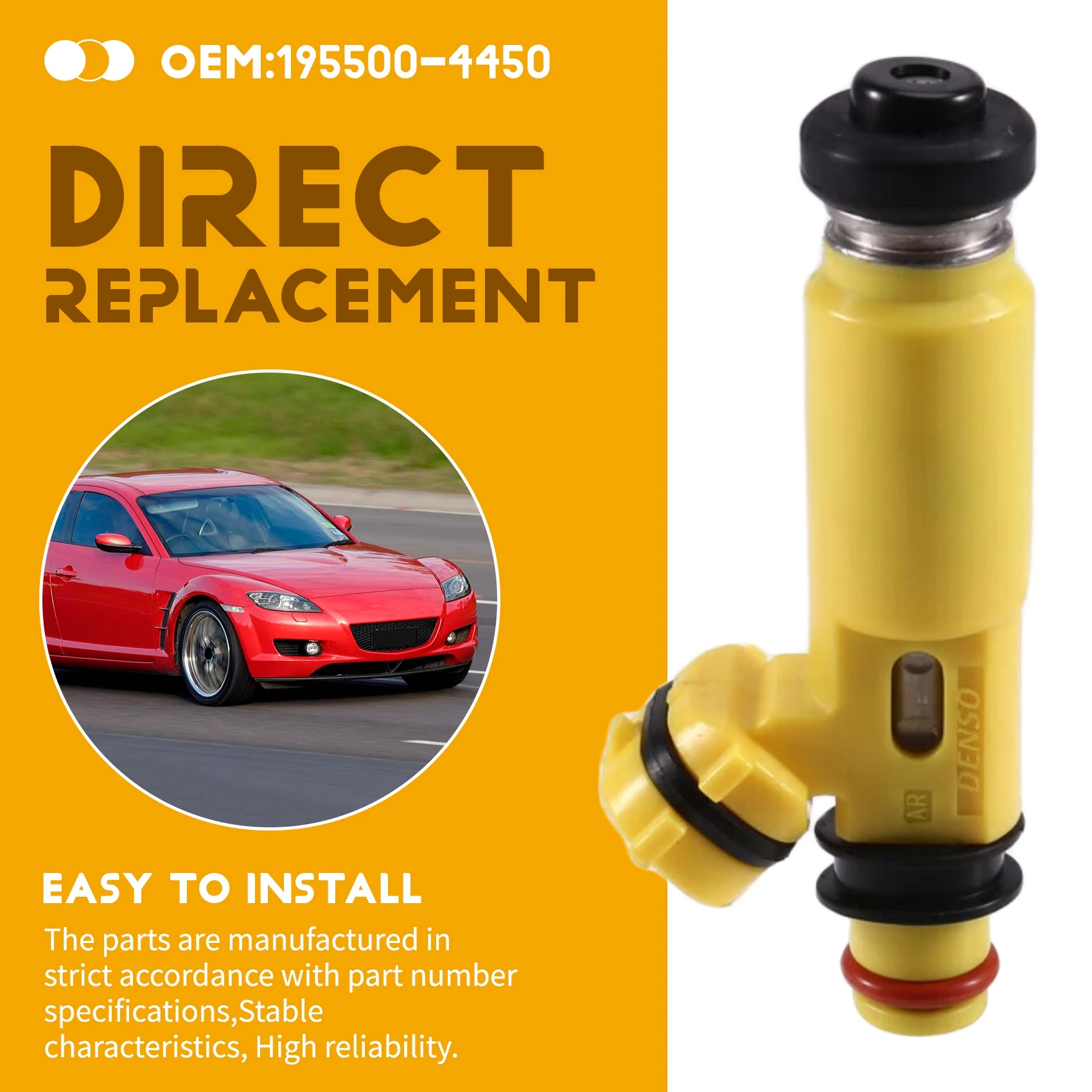 

A99F-1PCS 450Cc For MAZDA RX8 RX7 13B Miata Yellow Fuel Injectors 195500-4450 Car Accessories