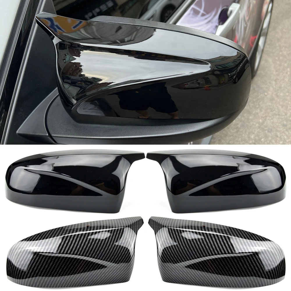 2pcs facelifted Excellent modified Rearview Bright black Carbon Fiber Pattern Mirror Cover caps For BMW X5 E70 X6 E71 2008-2013