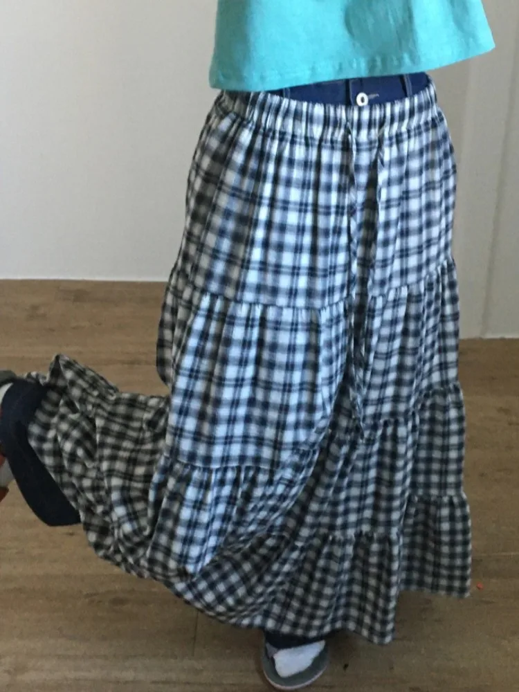 

Retro Plaid A-Line Skirt Women's Spring Faion Dstring Ele Long Skirt Personali Commute Sle Other Material 00%