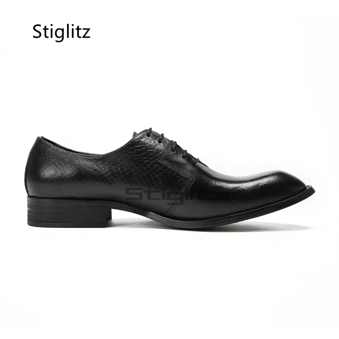 Leather Shoes for Men First Layer Cowhide Low-Top Lace-Up Business Casual Shoes Comfortable All Match Wear-Resistant Office Shoe