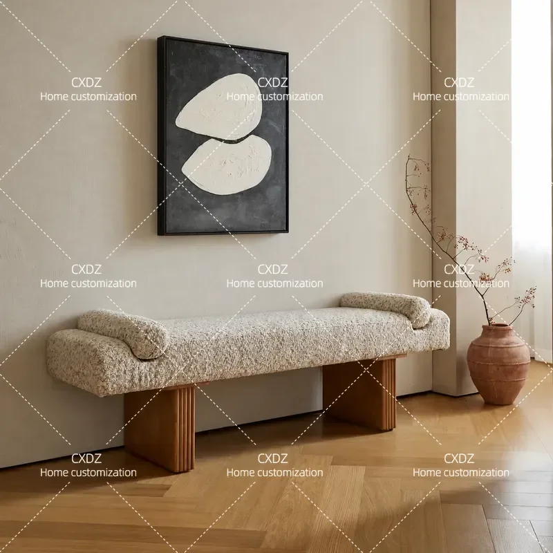Medieval Style Solid Wood Bench for Living Room Modern Simple Light Luxury Design for Small Apartment Home Furniture Advanced