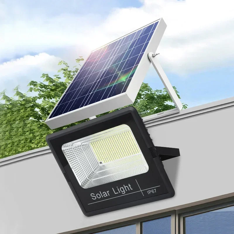 Solar Flood Lights Remote Control 50-400W Solar Powered Spotlight Outdoor Waterproof IP67 Villa Street Lighting Adjustable Angle