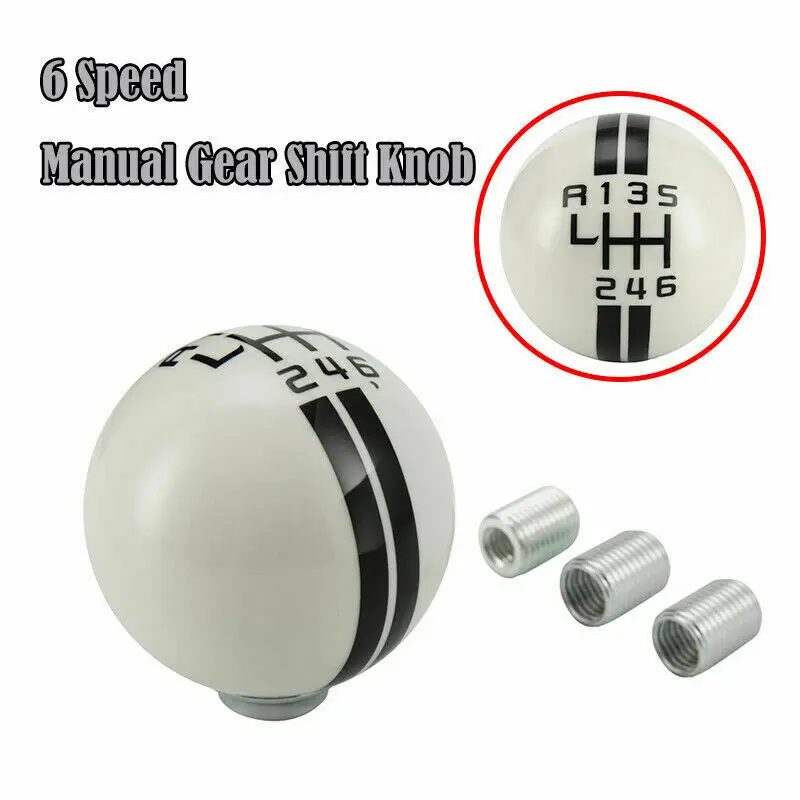 6 Speed Manual car change lever Auto Gear Shift Knob Stick Shifter Lever Gearstick Transmission Fit For Ford Mustang White Ball