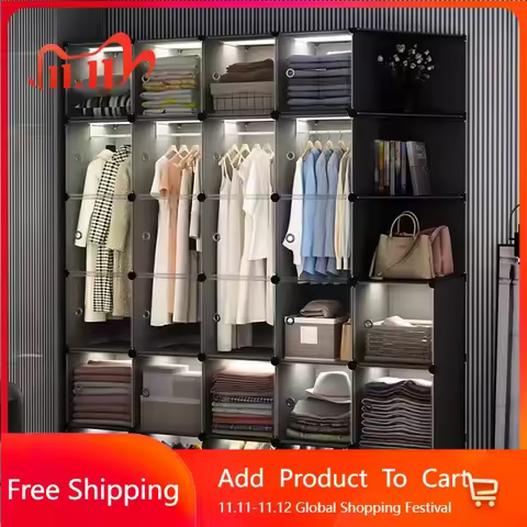 Storage Organizer Closet Simple Cube Door Makeup Minimalist Modern Space Saving Wardrobe Garden Guarda Roupa Home Furniture