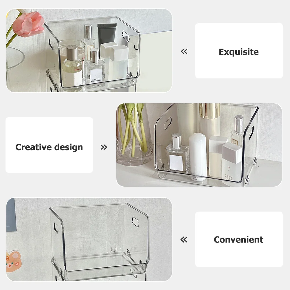 

2Pcs Transparent Stackable Desktop Storage Boxes Clear Organizer Container for Makeup Cosmetics Sundries Holder Office Home