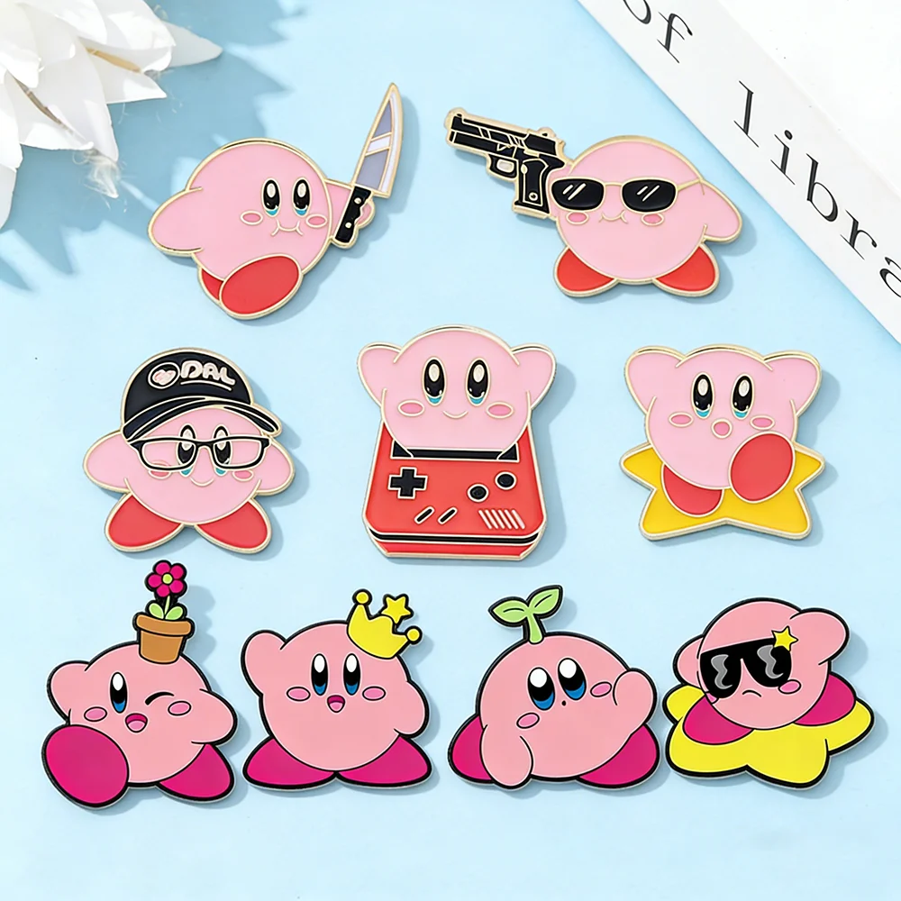 4/5/9 Stück Lustige Kirby Pink Emaille-Pins, Niedliche Metall-Magie-Anime-Broschen, Charakter-Anstecknadeln, Geschenke für Freunde – Detail 2