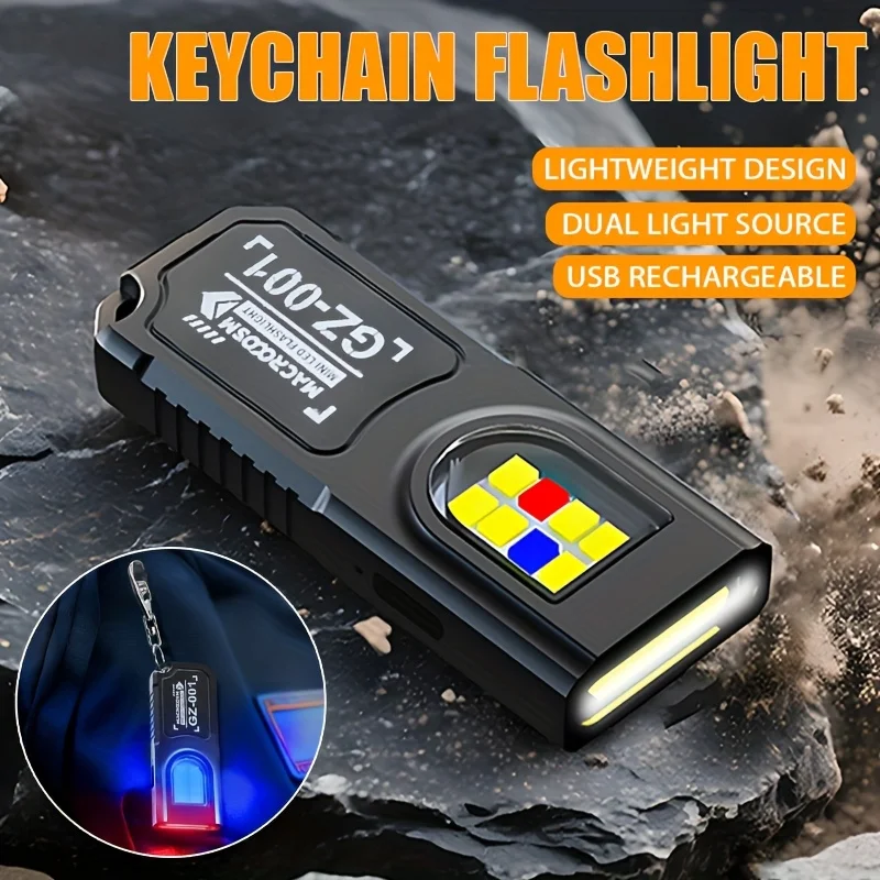Mini Keychain Flashlight with Magnet Rechargeable Multifunction Torch Lamp Portable Clip on Flashlight Waterproof Camping Light
