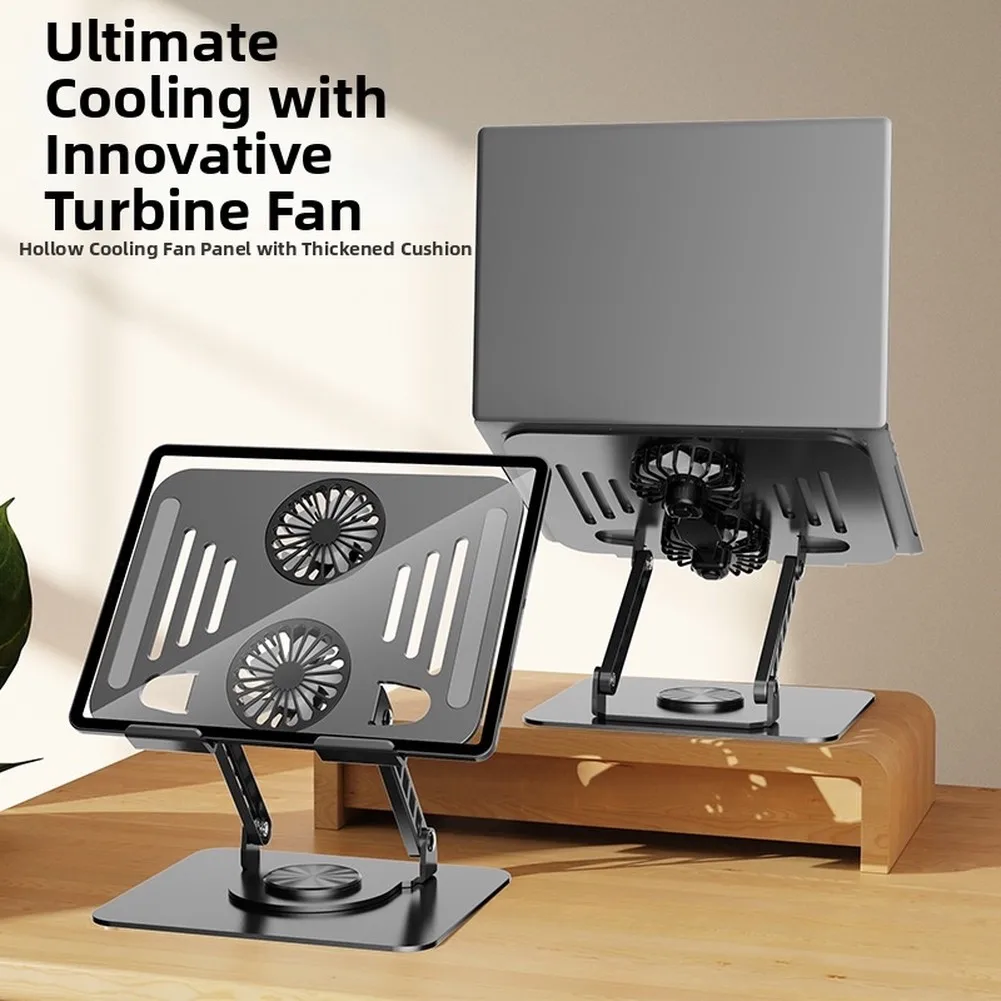 Metal for laptop Cooling Stand with Full 360 Rotation and Efficient for fan for MacBook for Pro Air 25x20x7cm Carbon Steel