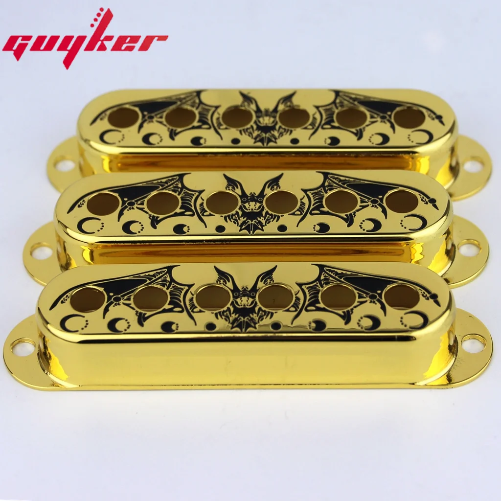 3pcs Single Coil Guitar Pickup Copper Cover 52mm Pole Spacing Bat Pattern Surface Available In Three Colors