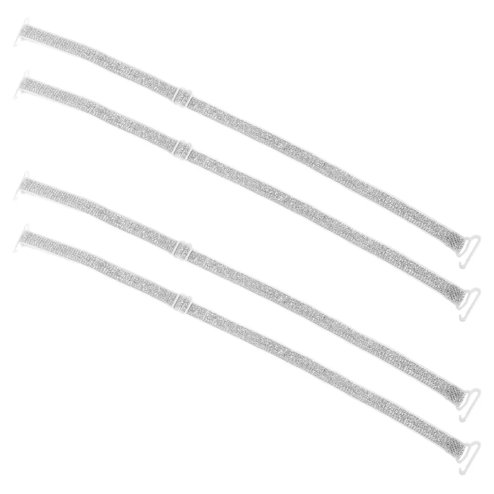 

2 Pairs Non-slip Adjustable Shoulder Strap Backless Dress Extension Flash Silver Bra Accessories Decorative Straps