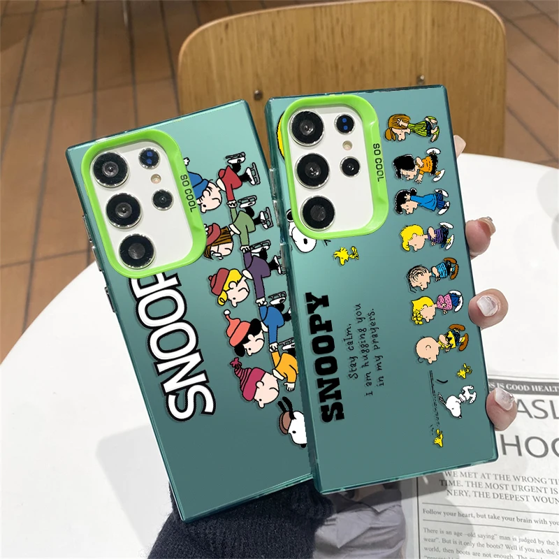 Мультяшные забавные S-Snoopys для Samsung Galaxy S24 S23 S22 S2 S20 Note 20 FE Ultra Plus красочный серебристый ударопрочный чехол для телефона Funda