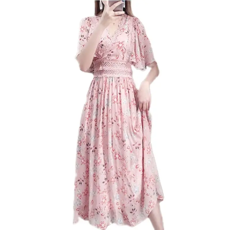 

Women's Chiffon Long Dress, Slimming Waist, Super Fairy Forest, Sweet, New Style, Summer, 2023