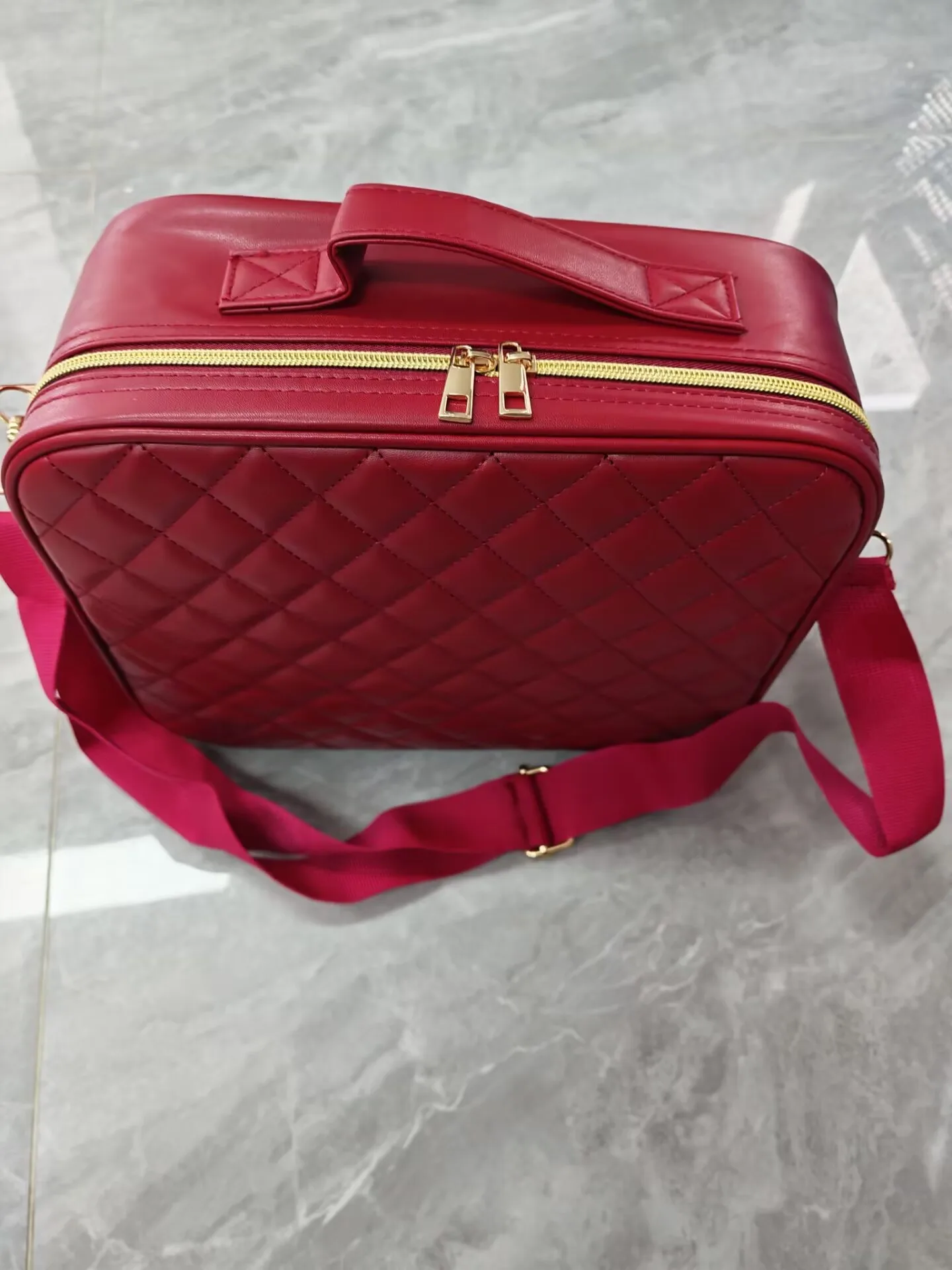 red-plaid-large-capacity-makeup-case-with-mirror-pu-makeup-bag-bridal-wedding-cosmetic-storage-pack-portable-travel-handbag