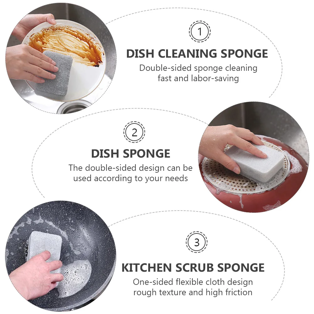 

15 Pcs Gray Cloth Gray Sponge Cleaning Pad Thick Absorbent Kitchen Dish Scrub Fast Labor Saving Double Sided Rich Bubbles Good