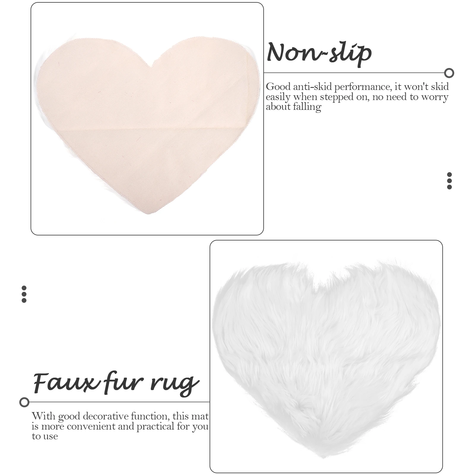 

Area Rugs Imitation Wool Heart-shaped Carpet Faux Fabric Cute for Bedroom White Living Home