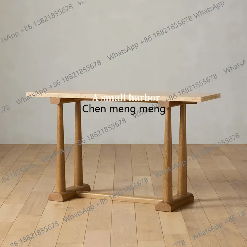 

Medieval solid wood entrance table retro log long table B & B living room against the wall