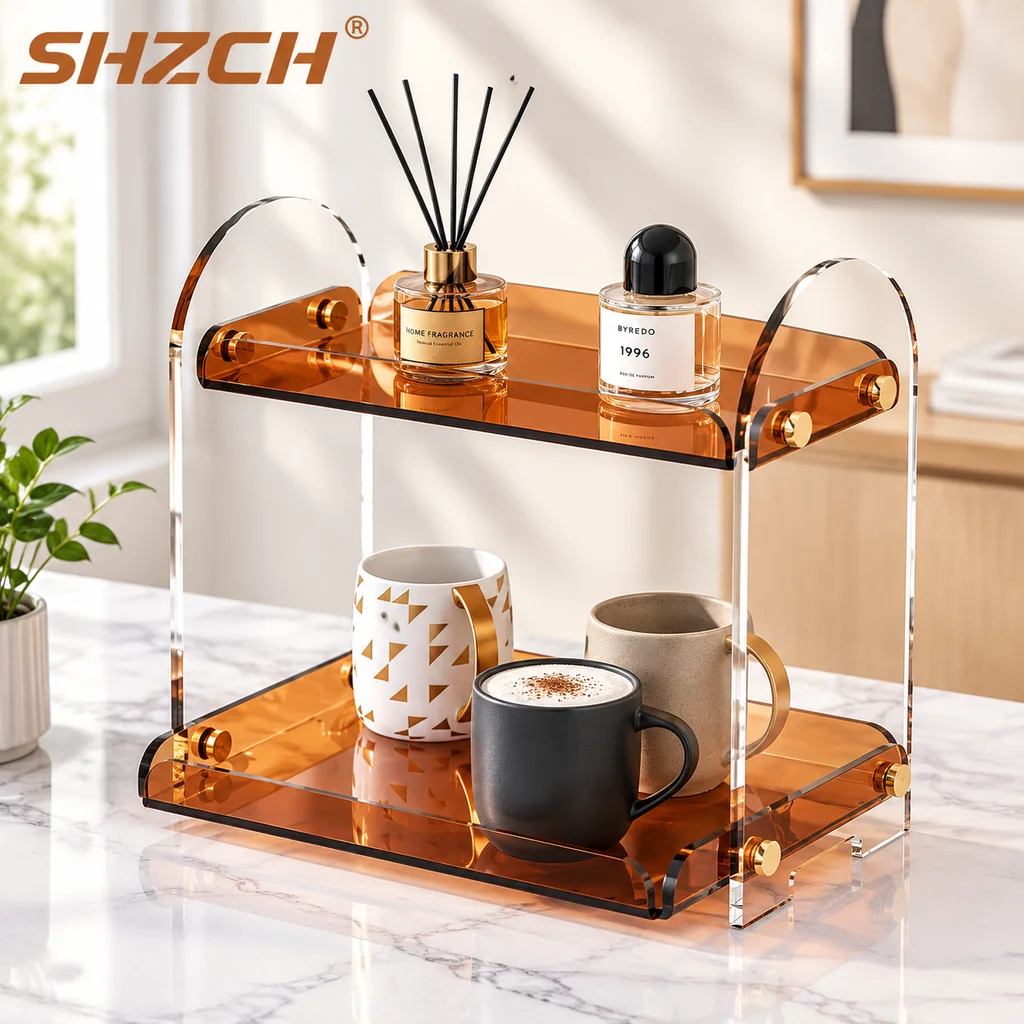 JOYLIVE Toilet Counter Cosmetics Storage Rack Countertop Bathroom Light Luxury Style Acrylic Multi-layer Desktop Storage Box New