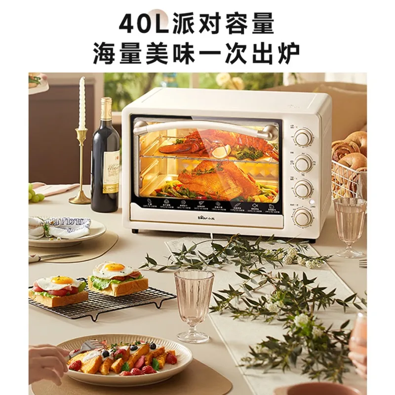 Bear electric oven, large capacity, multi-functional, independent upper and lower temperature control knobs for home use.