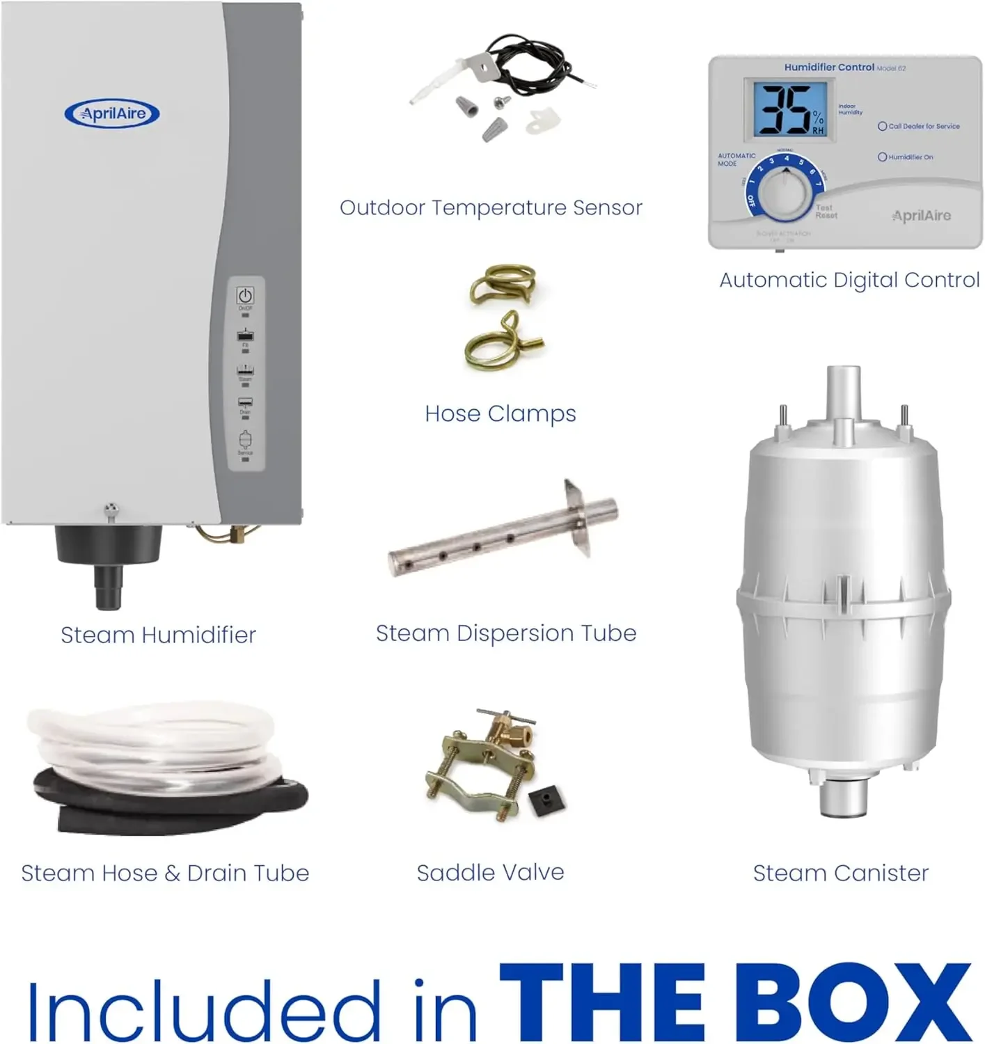 Humidifier, Automatic Steam Humidifier, Large Capacity Whole-House Humidifier for Homes up to 10,300 Sq. Ft., White