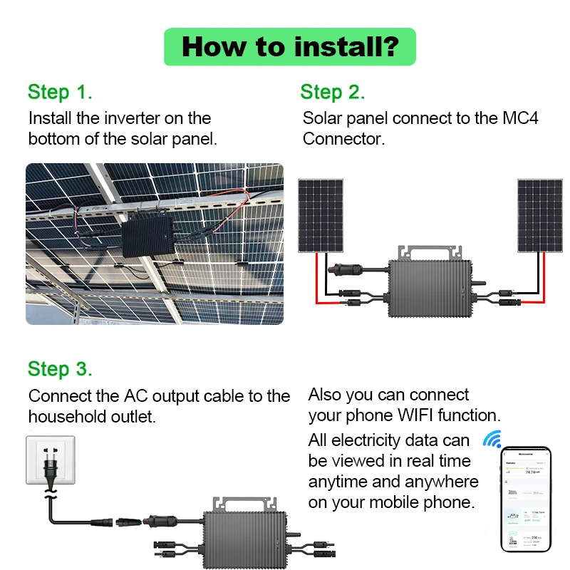 SUKFLOW Micro Inverter 800W Micro inverter 16-60VDC to 190-270VAC for PV System