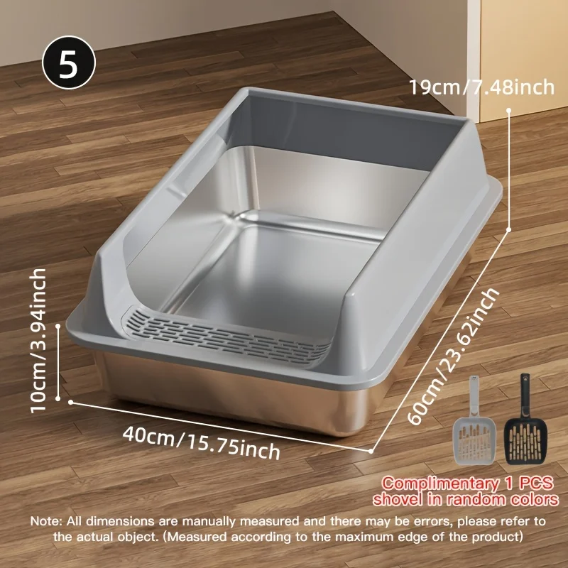 NONE Katzentoilette aus Edelstahl, halbgeschlossenes, spritzwassergeschütztes und auslaufsicheres Design, abnehmbarer Deckel, geeignet für große Katzen und mehr 9